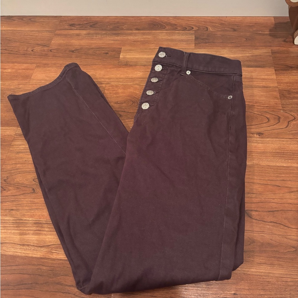 Stylish Button-Up Pants in Deep Purple